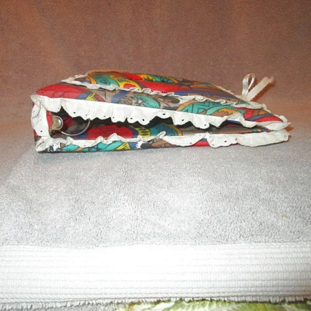 Vtg Native American Notebook Binder Padded Fabric Leather Conchos Southwestern